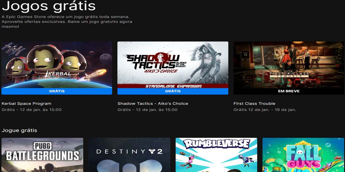Epic Games Store tem três jogos grátis até 19 de janeiro