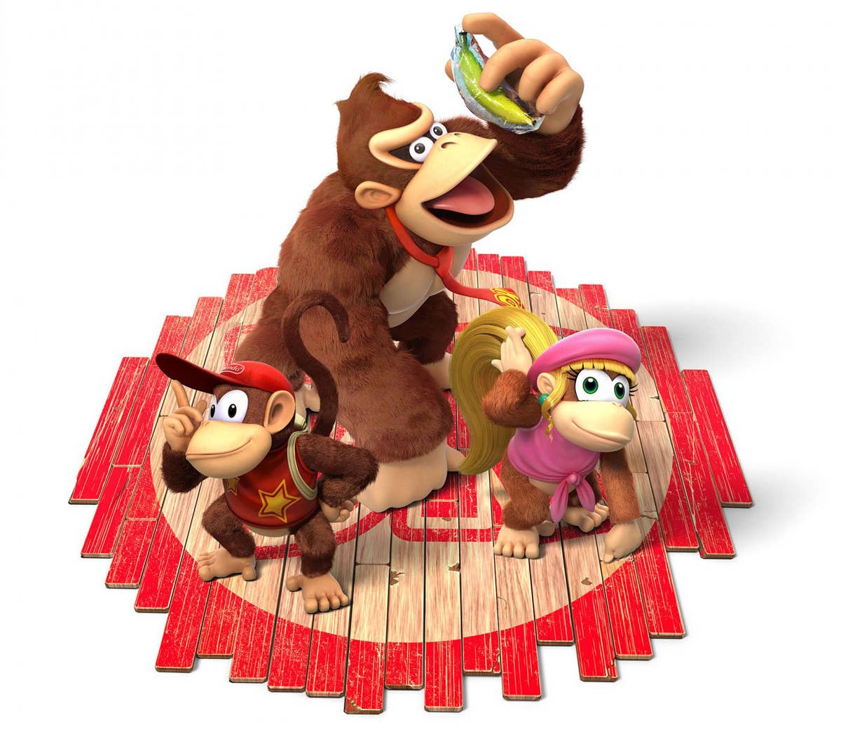 Shigeru Miyamoto in a press shot, in a donkey kong barrel (x-r