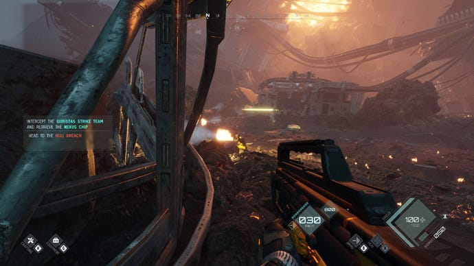 The player explores a crash site in EVE Vanguard