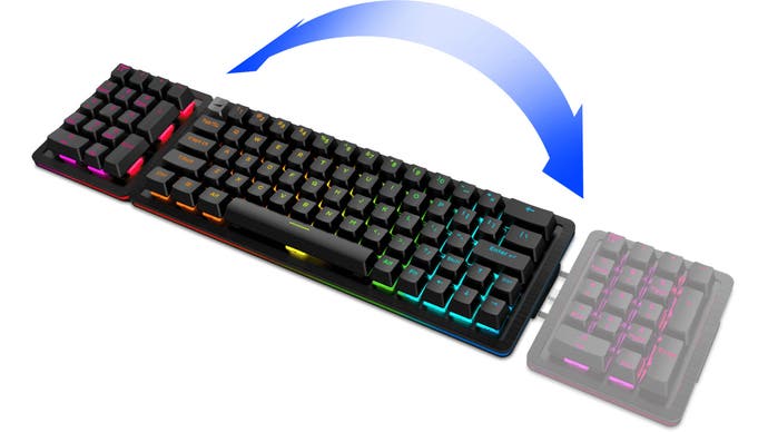 Mountain Everest 60 Tastatur mit optionalem Numpad links oder rechts angeschlossen