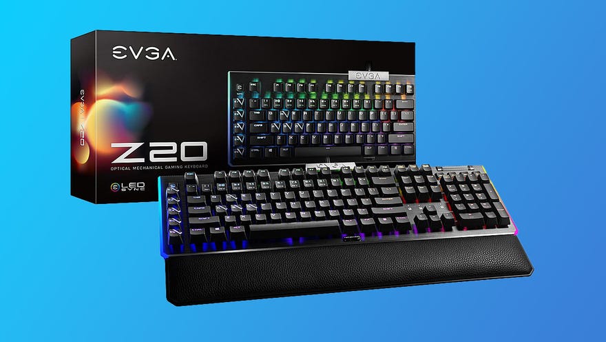 evga z20 optical gaming keyboard, shown in a us layout