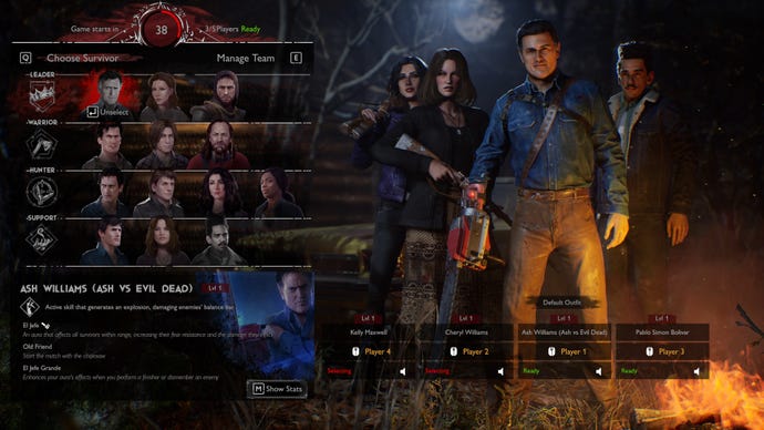 Ash, Kelly, and friends in an Evil Dead: The Game screenshot.