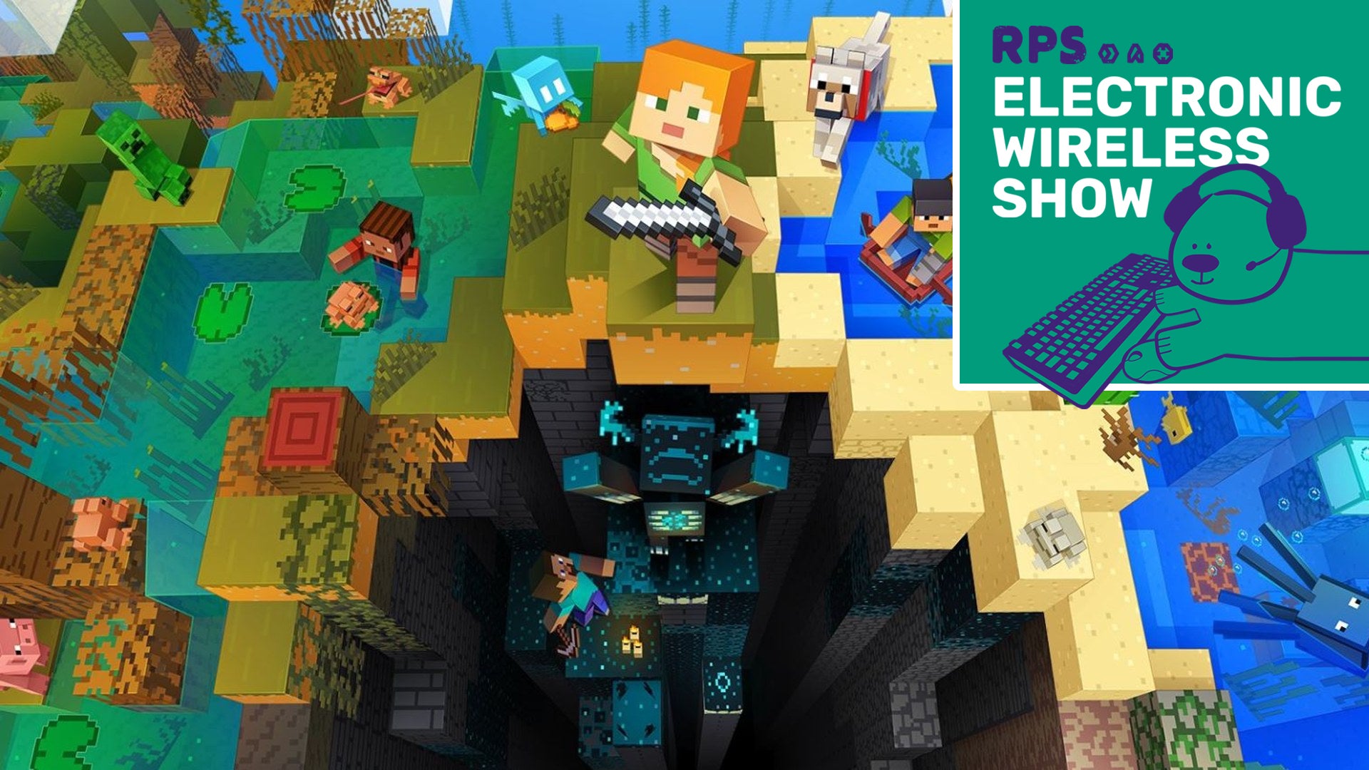 Minecraft's 1.19 update, The Wild, brings frogs, tadpoles and scary Warden mobs to the survival game. The EWS podcast logo is superimposed on the top right corner