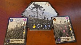 An image of the quest cards and locations cards from Expeditions.