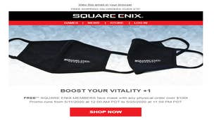 Image for Square Enix is giving away face masks, but you have to spend $100 in its online store first