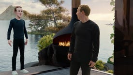 Mark Zuckerberg meets his metaverse avatar in Facebook Connect's Meta stream.