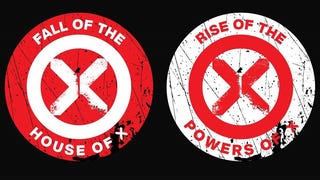 Logos for Fall of the house of X and Rise of the Powers of X