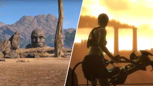 Fallout 2's Vault Dweller head alongside Fallout 3's The Pitt.
