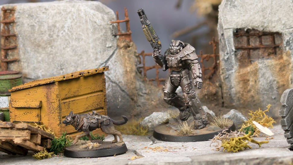 Fallout: Wasteland Warfare miniatures power armour dogmeat
