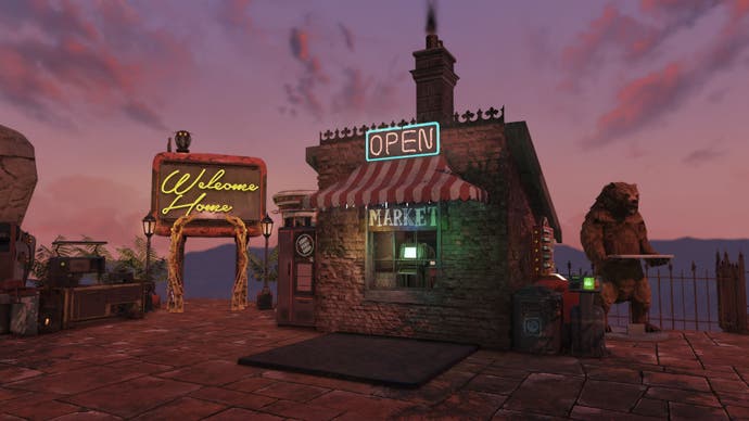 A cafe/diner someone has built in Fallout 76.