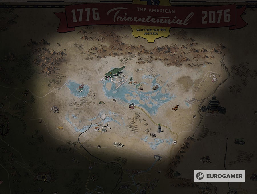 Fallout 76 Karte Map mit allen Stufenbereichen und Regionen zum Leveln Eurogamer.de