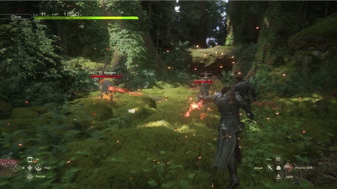 Cid and Clive battle in a forest