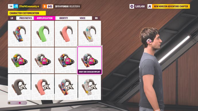 Forza Horizon 5 hearing aids in character customisation