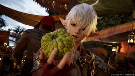 Alisae prepares to bite into a fruit in Final Fantasy 14 expansion Dawntrail
