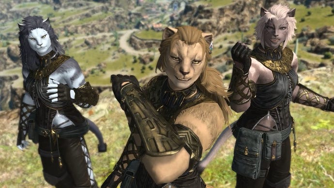 Weibliche Hrothgar-Charaktere in der Dawntrail-Erweiterung von Final Fantasy 14