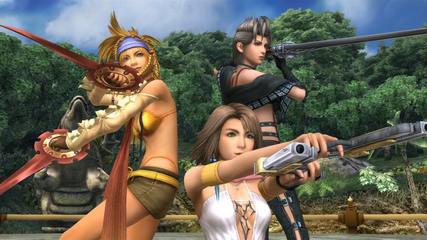 The Gullwings pose in a Final Fantasy X-2 screenshot.