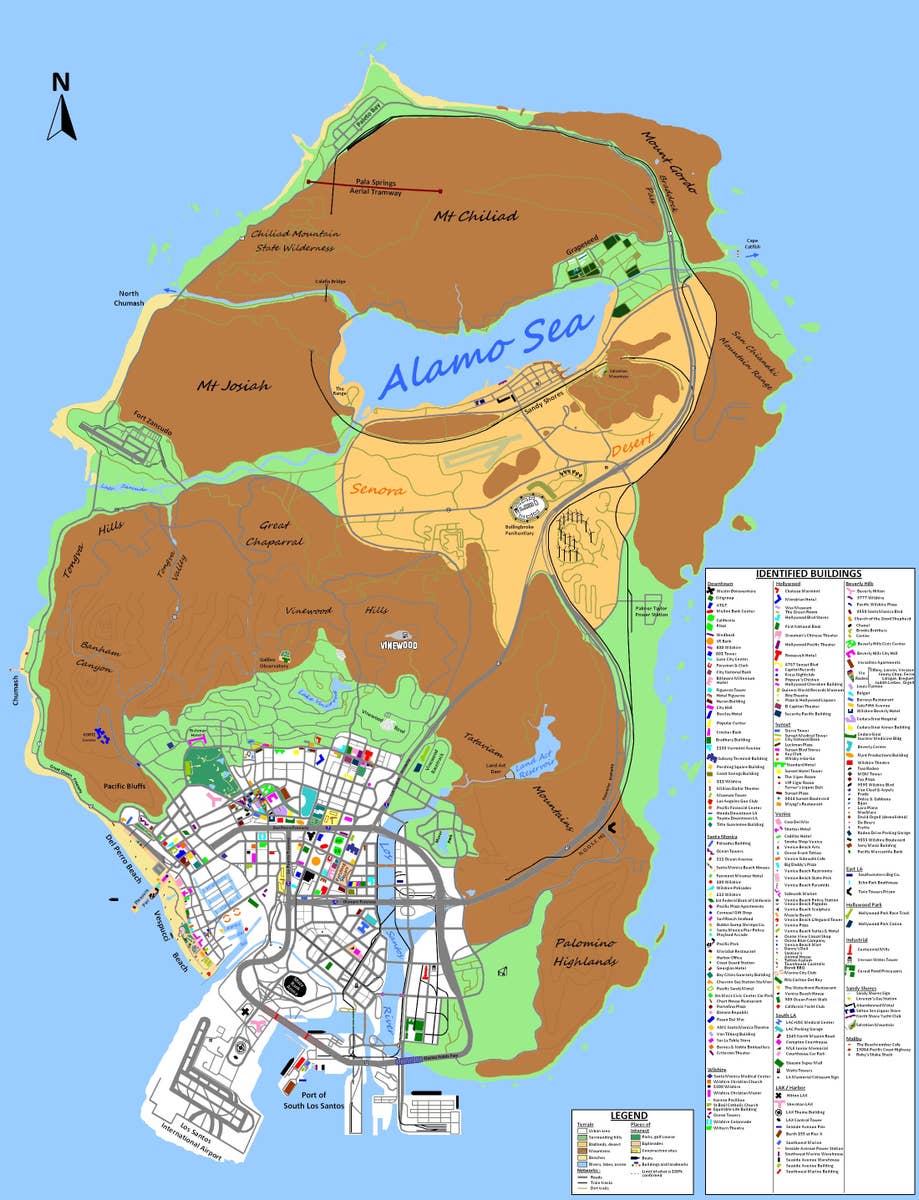 Los Santos GTA V Map Large  Gta, Gta 5, San andreas gta