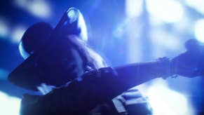 Promo show for The Finals showing a figure in a cowboy style hat against a blue/purple background