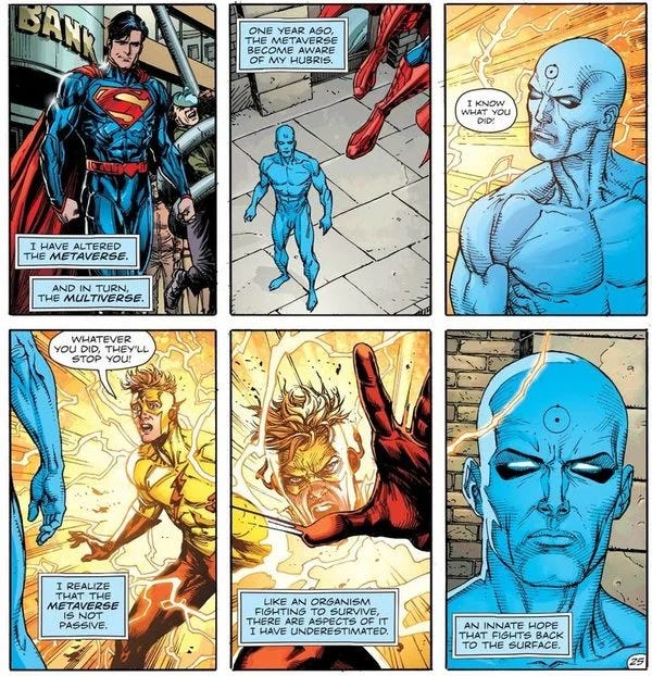 Doctor Manhattan banishes Wally West