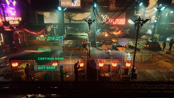 A "You Died" screen, with the player hovering over the "Quit" button.