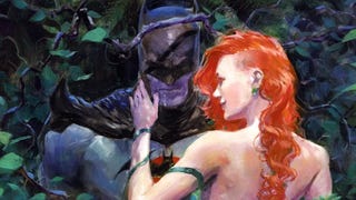 Image of Poison Ivy touching Batman's face