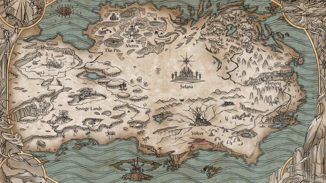 World map of Rathe, the setting of the Flesh and Blood TCG