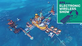 A small floating community in the game flotsam, with the Electronic Wireless Show podcast logo in the top right corner