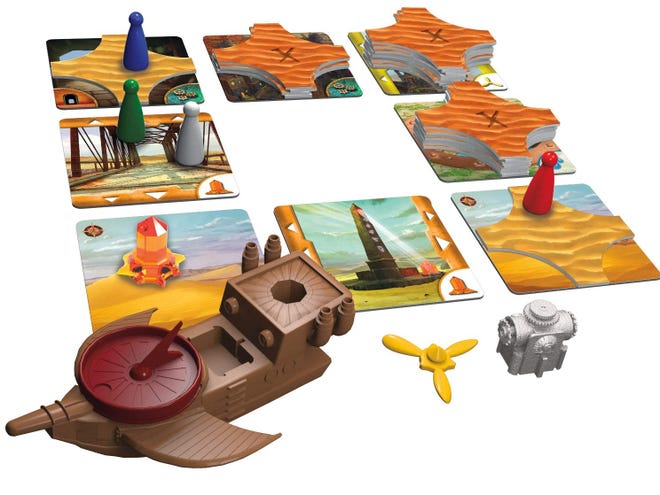 Forbidden Desert board game pieces