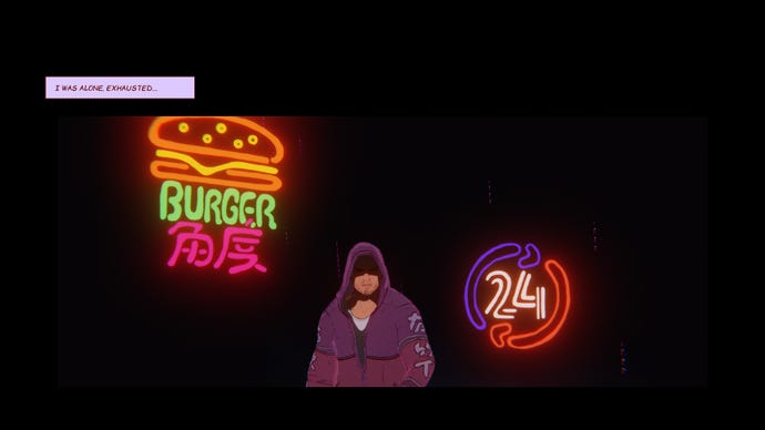 A hooded man looks on a moody city scene in Foreclosed