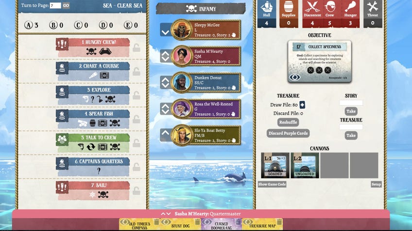 Forgotten Waters board game remote app