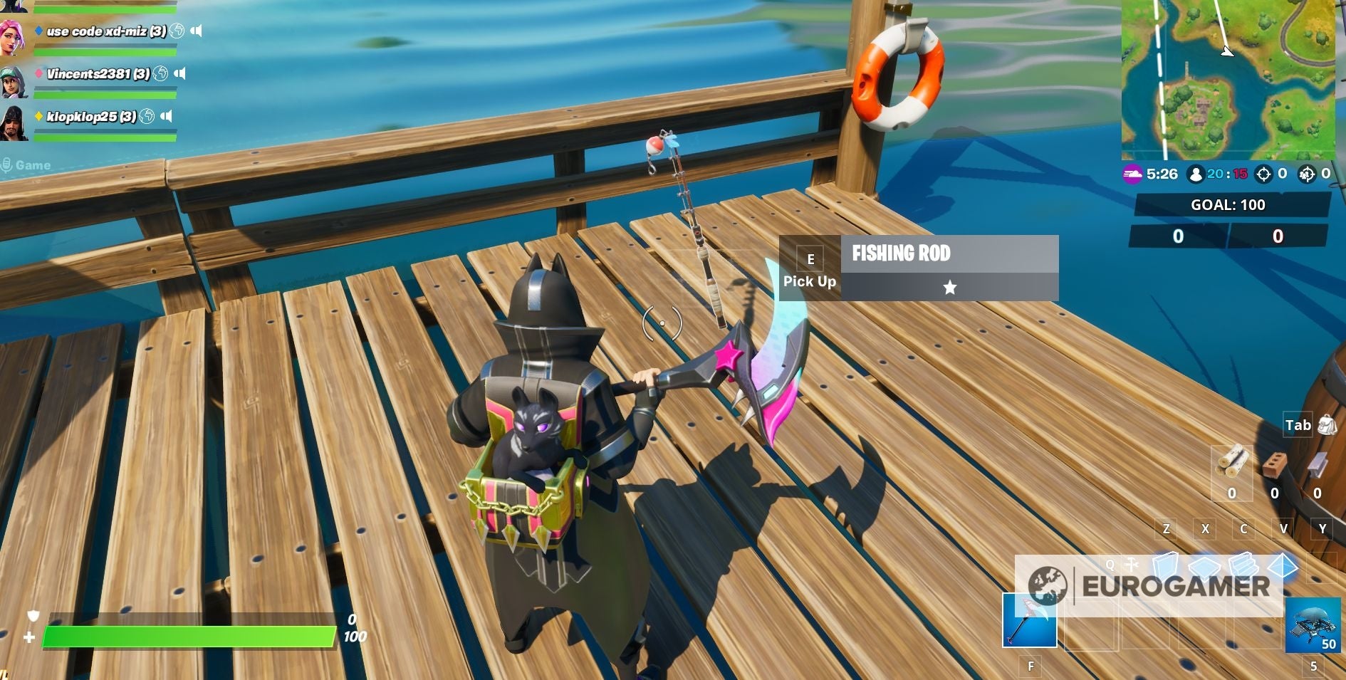 Fortnite Fishing how to catch a weapon and fishing locations