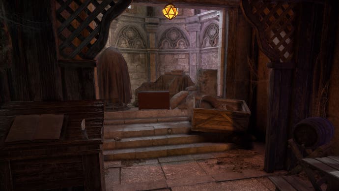 Forspoken, a view of the inside of a Refuge.