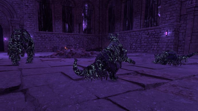 Forspoken, shadow enemies in a Labyrinth room