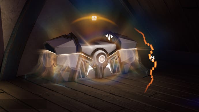 Fortnite, eine Eidboundkiste in einem Gebäude am Anvil Square