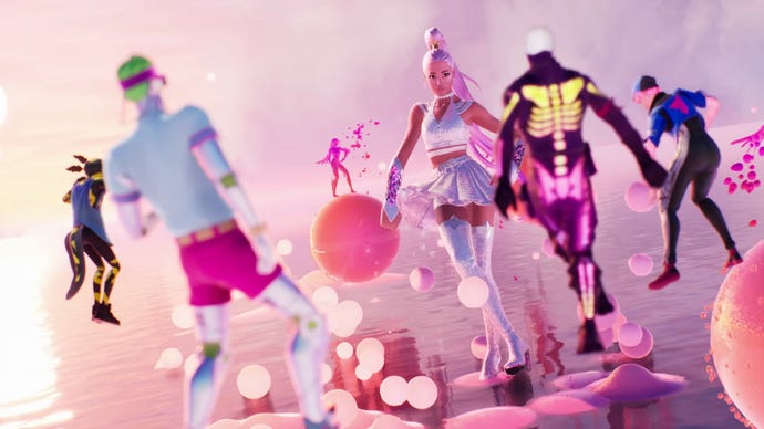 The avatar of Ariana Grande in Fortnite's Rift Tour event.
