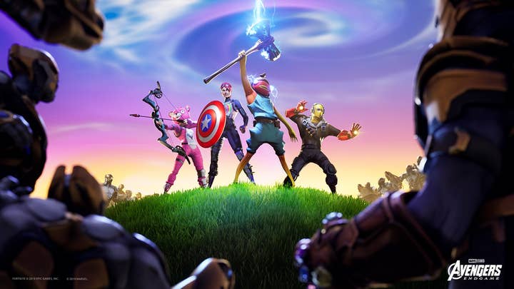Fortnite characters wielding the weapons of Marvel's Avengers