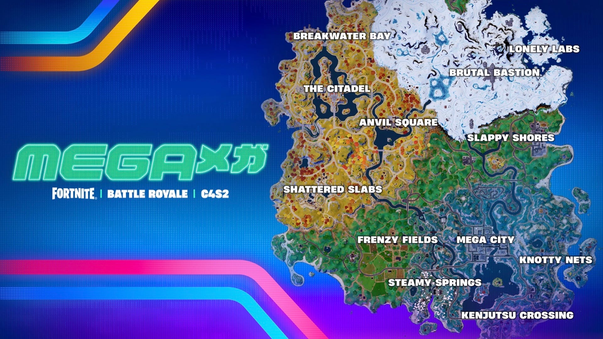 Chapter 4 Menu Fortnite Chapter 4 Season 2 map, named locations and landmarks ...