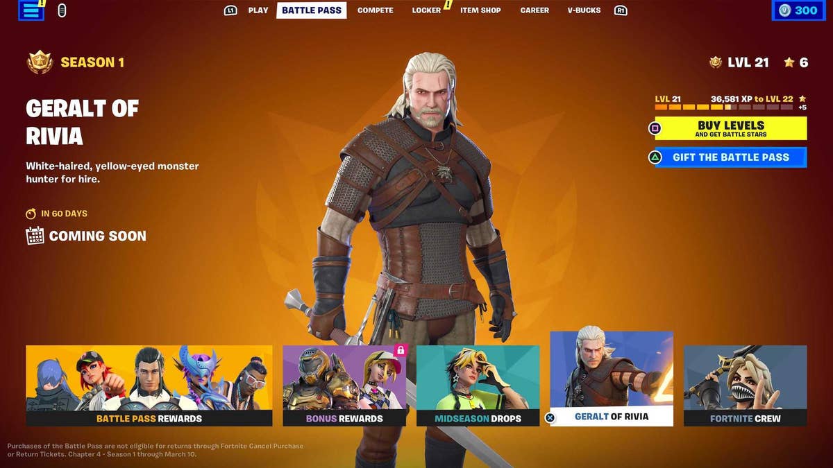 Geralt of Rivia in Fortnite: how to get his outfit and all his