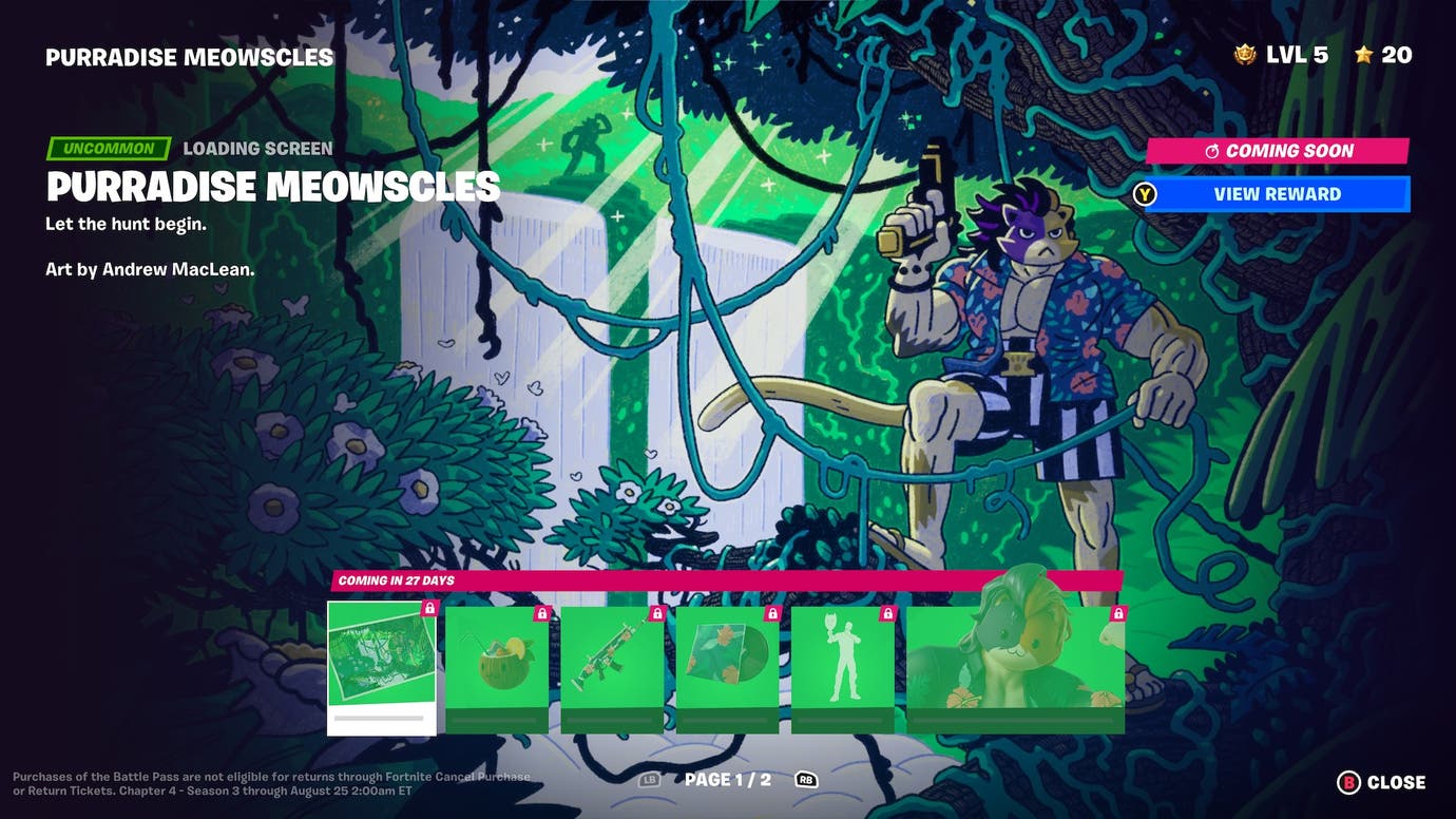Fortnite Purradise Meowscles release date, cosmetics and how to unlock