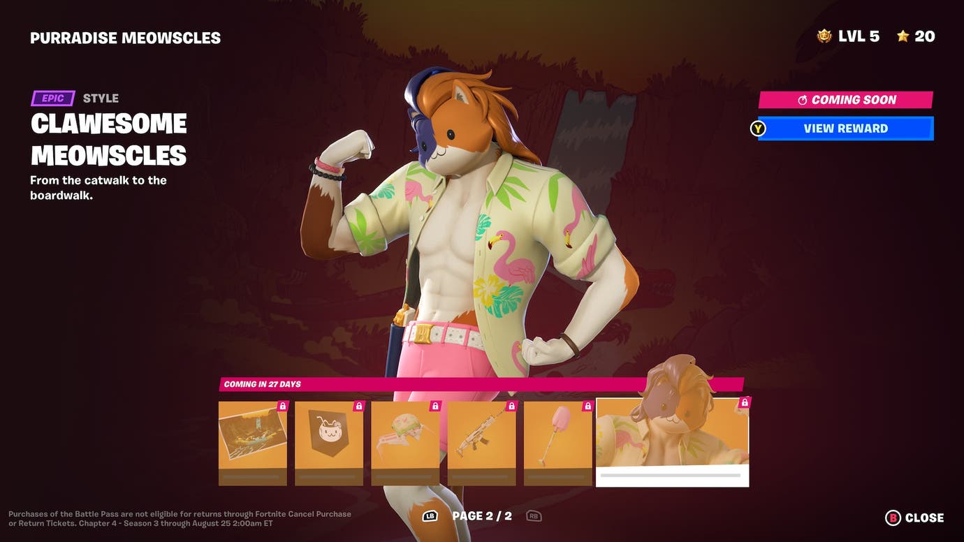 Fortnite Purradise Meowscles release date, cosmetics and how to unlock