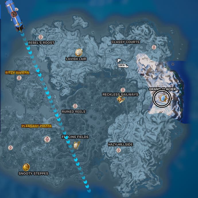 fortnite underground grand glacier montague boss map location