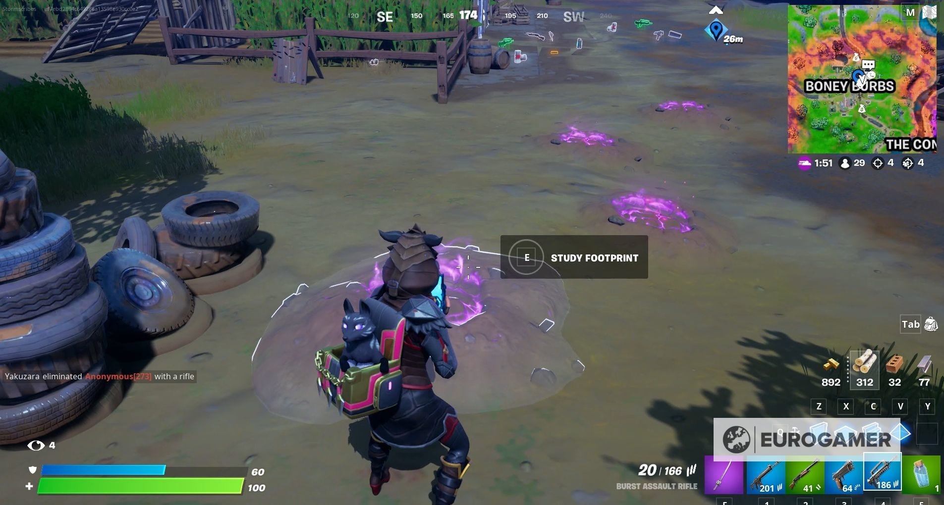 Fortnite Caretaker's footprints location Where to study the Caretaker