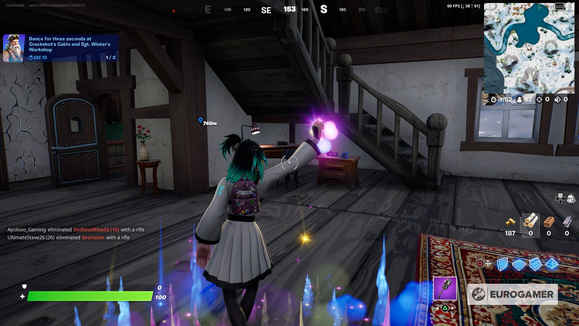 Dance For Three Seconds At Crackshot's Cabin Fortnite workshop locations: Where to dance for three seconds at