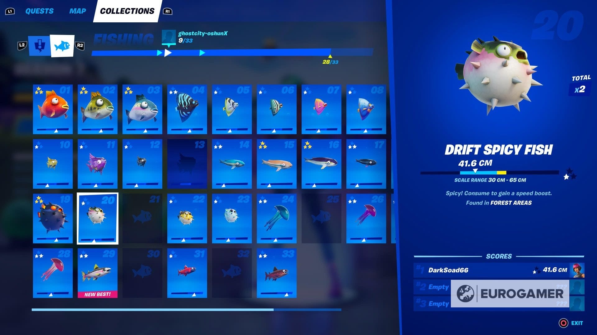 Fortnite Fish Collection locations Where to find all 33 fishes and