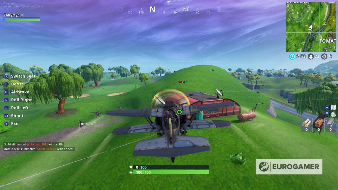 Fortnite plane locations, X4 Stormwing plane controls and stunts list