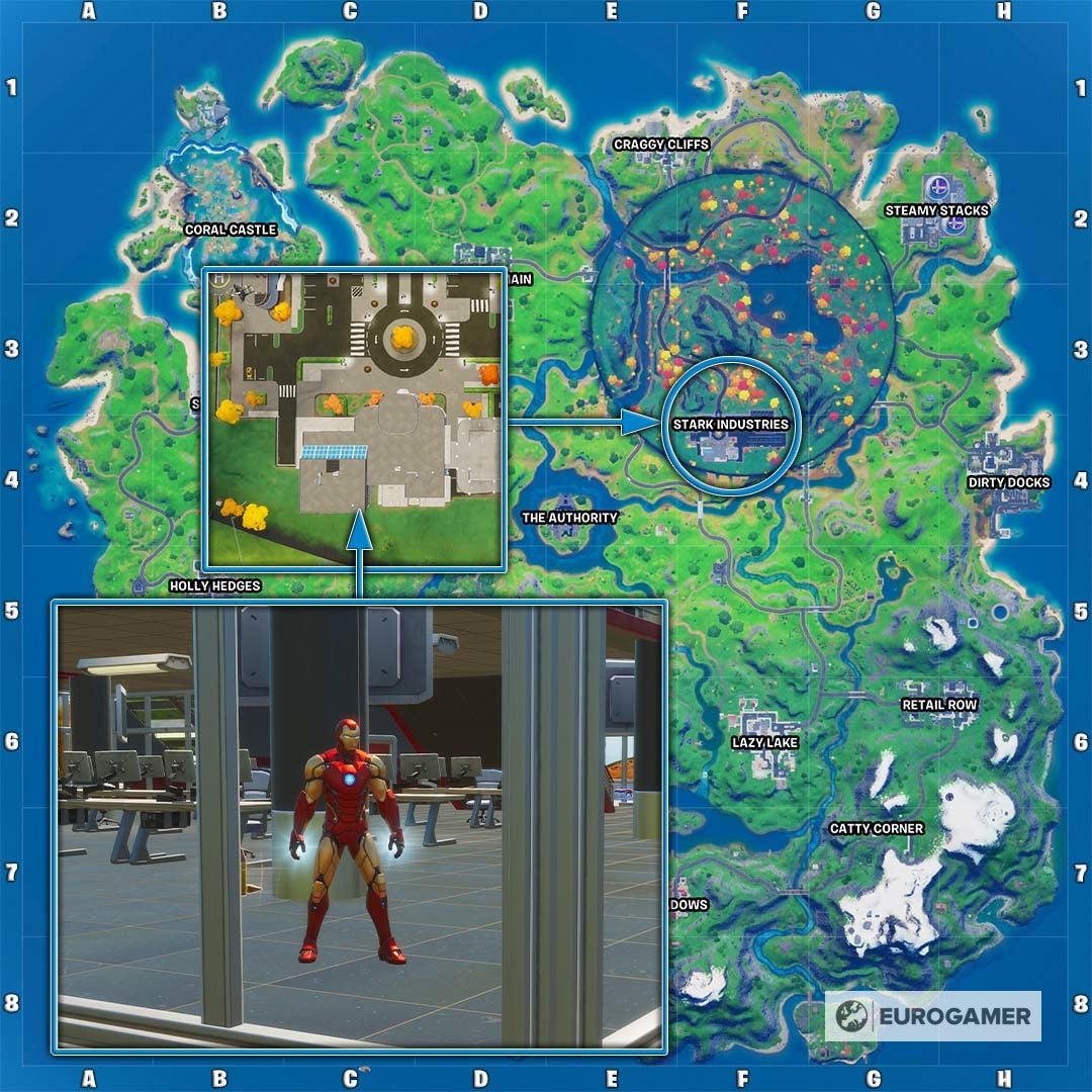 Fortnite Season 4 Iron Man bei Stark Industries eliminieren So