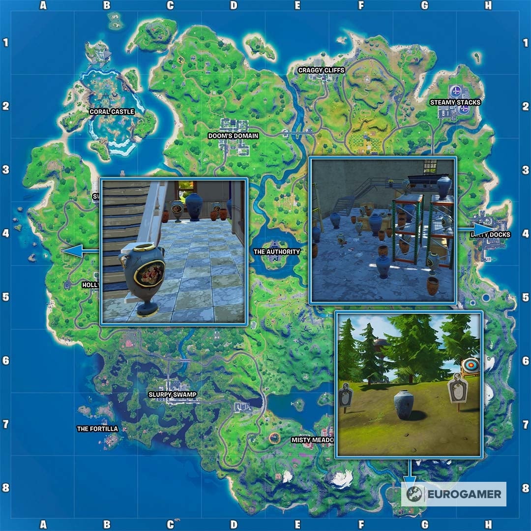 Fortnite Season 4 Vasen als Jennifer Walters zerschmettern Fundorte