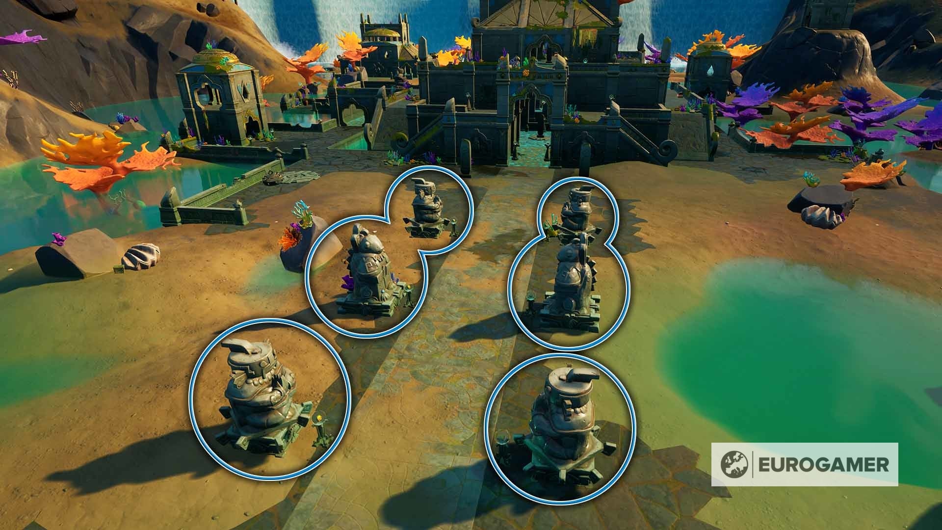 Fortnite Season 5 Bei Steinstatuen ein Emote einsetzen Fundorte