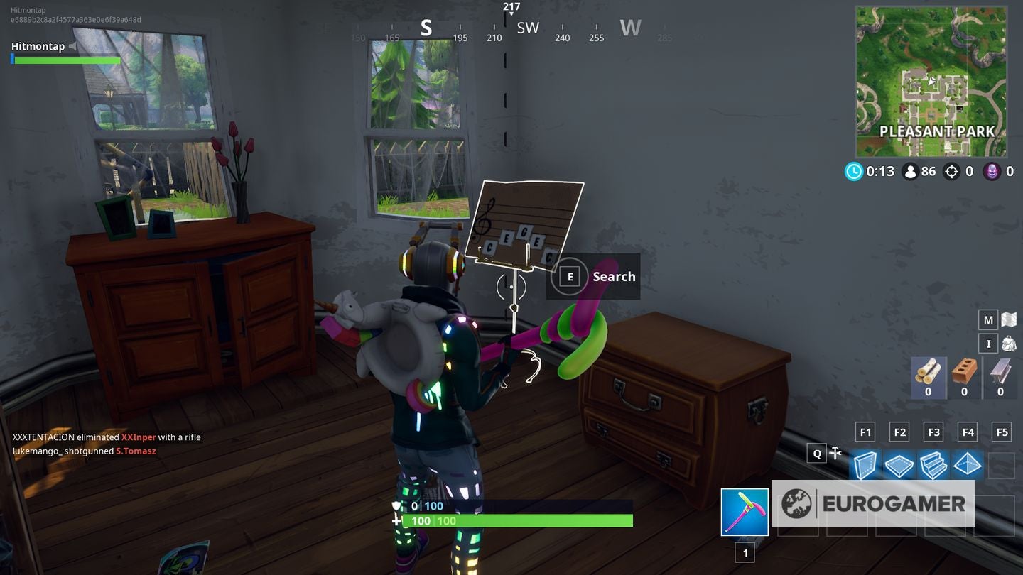 Fortnite Sheet Music en Piano locaties Waar in Pleasant Park en