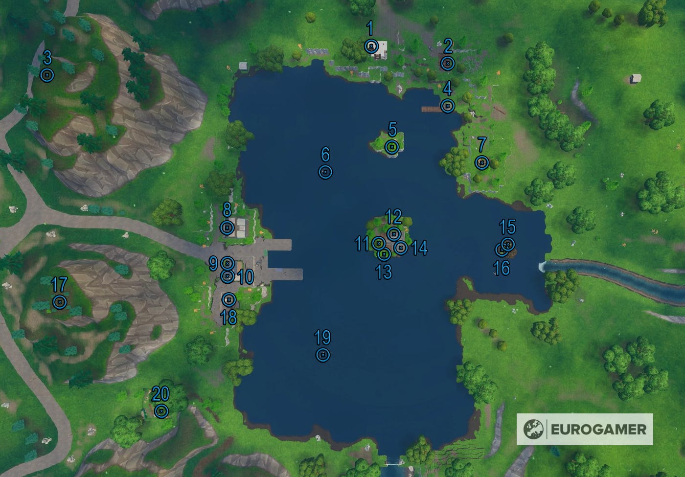Fortnite: Truhen bei Loot Lake - Karte mit allen Fundorten | Eurogamer.de Fortnite: Truhen bei Loot Lake - Karte mit allen Fundorten | Eurogamer.de
